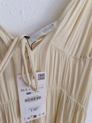 Vestido largo satinado fruncidos Zara talla XS/S