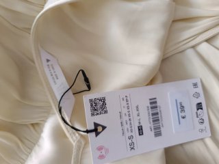 Vestido largo satinado fruncidos Zara talla XS/S