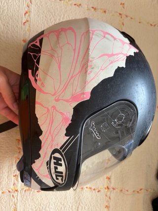 Casco Moto Integral Negro Rosa Talla XS