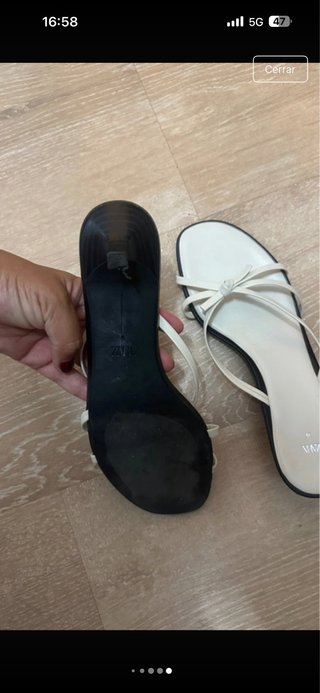 Sandalias Zara tacón kitten beige