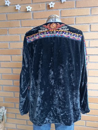 Kimono Zara Talla M/S Bordado Negro Multicolor