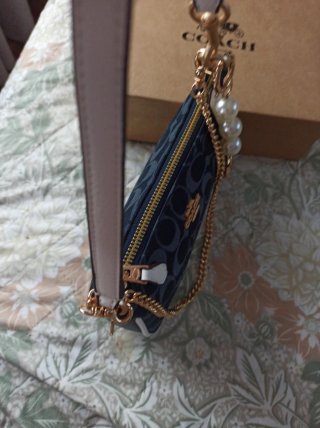 Bolso Mini Denim Coach Azul y Dorado