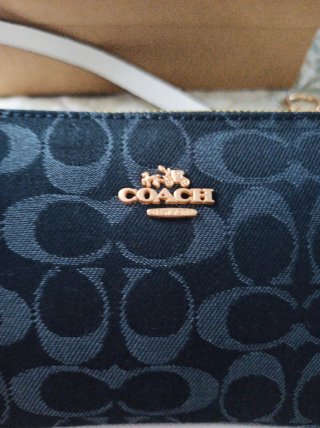 Bolso Mini Denim Coach Azul y Dorado