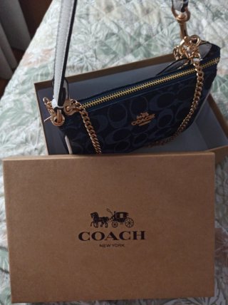 Bolso Mini Denim Coach Azul y Dorado