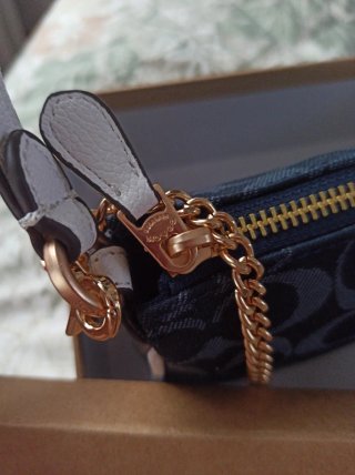 Bolso Mini Denim Coach Azul y Dorado