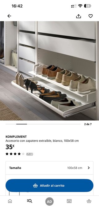 Armario Pax 100cm Ikea Blanco con accesorios