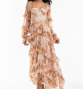 Vestido largo volantes floral talla 46