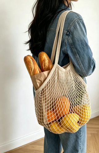 Bolsa de malla reutilizable para la compra