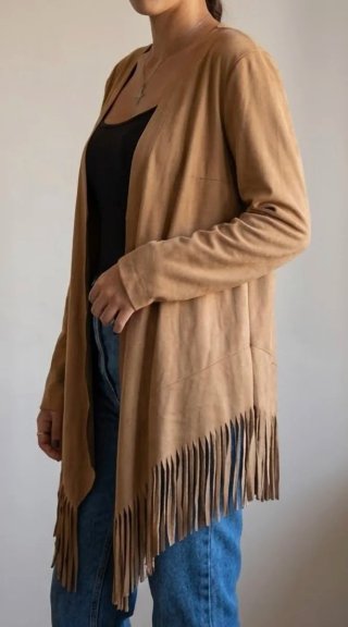 Chaqueta marrón con flecos