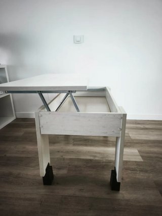 Mesa centro blanca efecto madera
