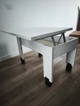 Mesa centro blanca efecto madera