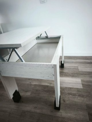 Mesa centro blanca efecto madera