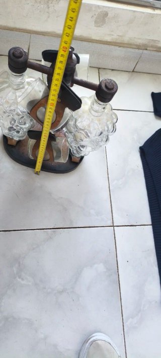 Juego Licorera Vintage Vidrio y Cuero