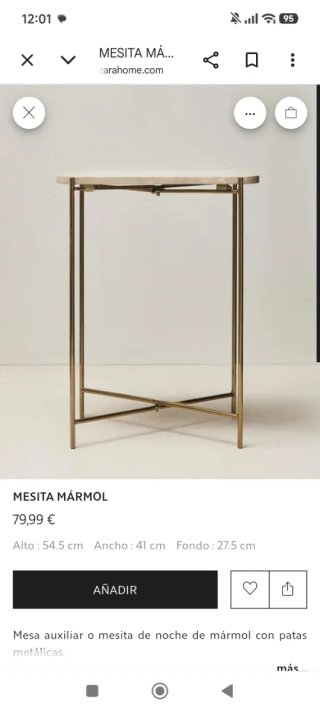 Mesita auxiliar mármol y metal Zara Home