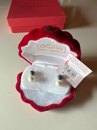 Pendientes Orquidea Perlas y Zirconitas