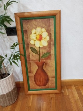 Cuadro de flor en jarrón de terracota