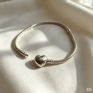 Pulsera Cadena Serpiente Corazón Plata 18cm