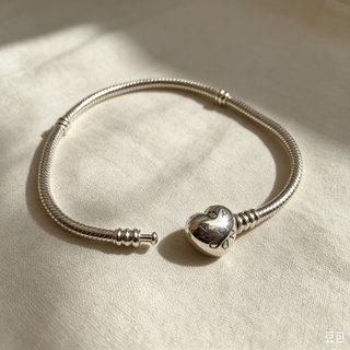 Pulsera Cadena Serpiente Corazón Plata 18cm
