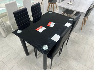 Mesa Comedor Cristal Negro + 4 Sillas