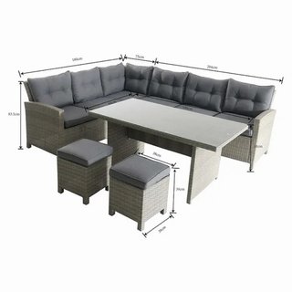 Conjunto Muebles Jardín Ratán Mesa Cristal