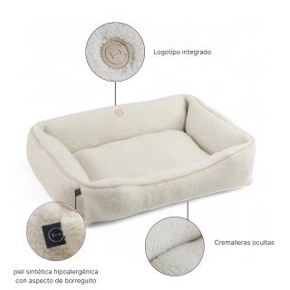 Cama Perro Dreamer Fur M Beige/Blanco