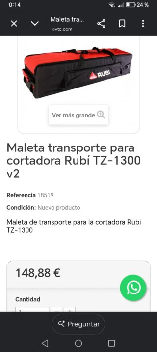 Maleta transporte cortadora Rubi