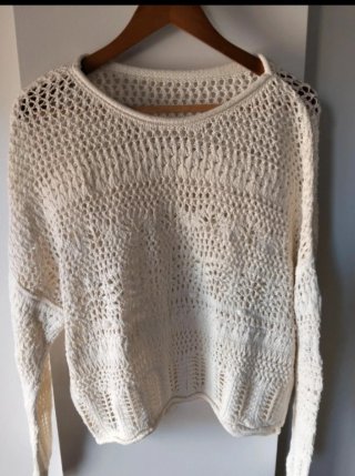Jersey de punto calado blanco talla única