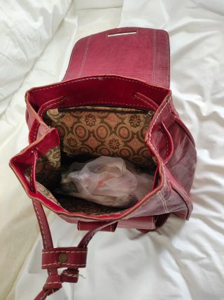 Bolso Mochila Piel Rojo Nuevo