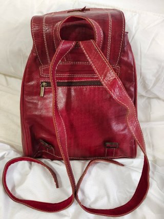 Bolso Mochila Piel Rojo Nuevo