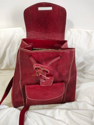 Bolso Mochila Piel Rojo Nuevo