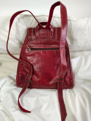 Bolso Mochila Piel Rojo Nuevo