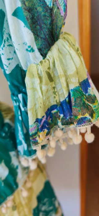 Vestido boho pedrería y flecos talla única da 46