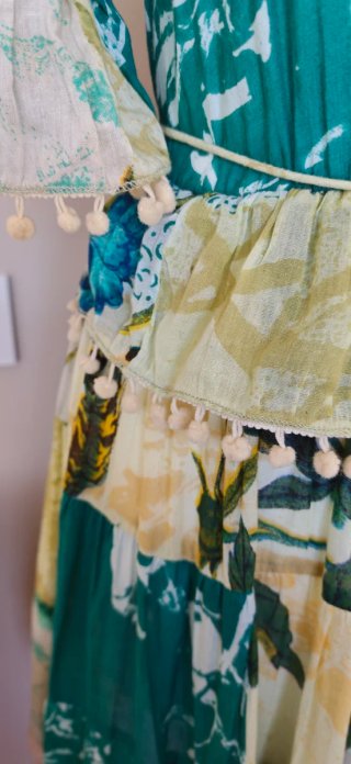 Vestido boho pedrería y flecos talla única da 46