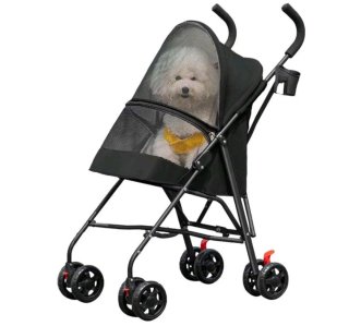 Carrito para perros gris y negro