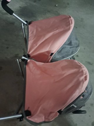 Carrito Gemelar Silver Cross Rosa y Gris
