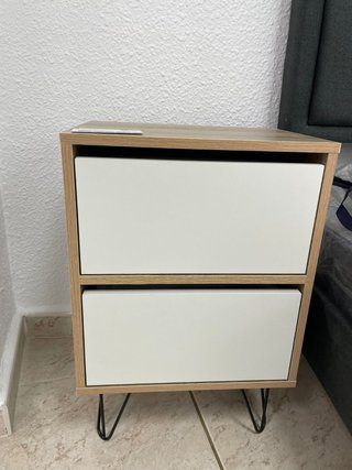 Mesita de Noche Madera y Metal