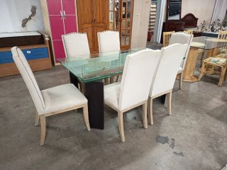Mesa de comedor extensible cristal y madera
