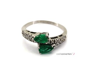 sortija oro 18k con piedra con diamante,esmeralda