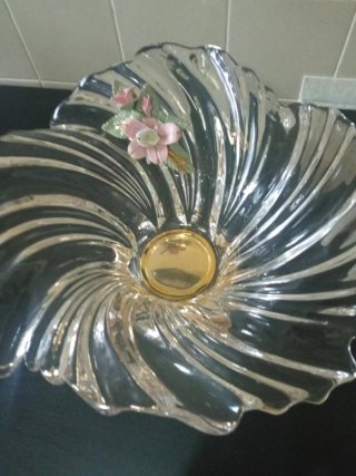 Centro de mesa cristal dorado