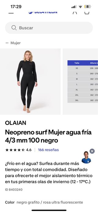 Neopreno Olaian Mujer Negro