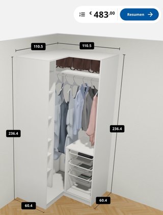 Armario Esquinero PAX Ikea Blanco