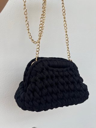 Borsa nera intreccio fatta a mano