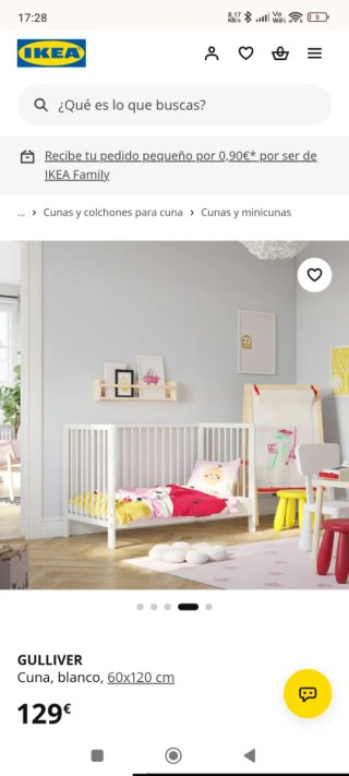 Cuna GULLIVER Ikea Blanca + Colchón + Barrera