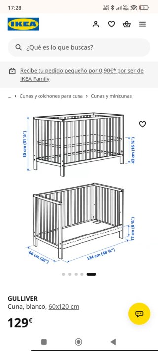 Cuna GULLIVER Ikea Blanca + Colchón + Barrera
