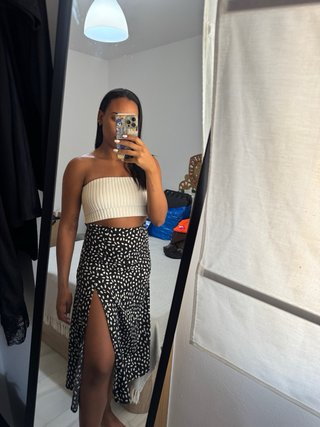 Falda larga SHEIN estampado blanco y negro