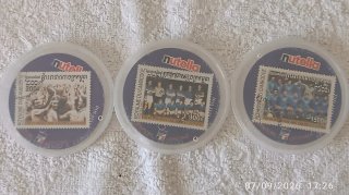 3 Tappi Nutella Bolaffi 2002 Francobolli Calcio
