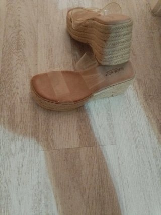 Sandalias Plataforma Tiras Transparentes Beige