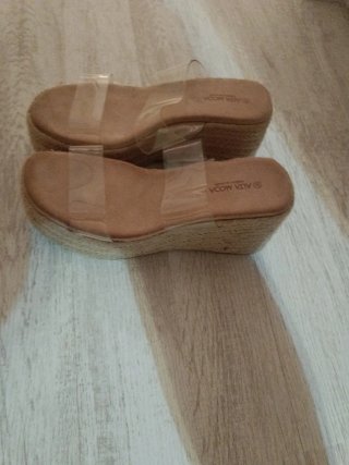 Sandalias Plataforma Tiras Transparentes Beige