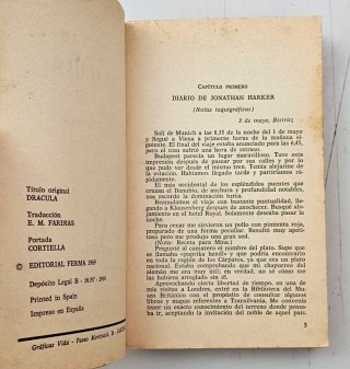 LIBRO NOVELA DRACULA AÑO 1969 EDICION MUY RARA