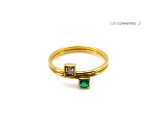 anillo oro 18k con piedra con diamante,esmeralda